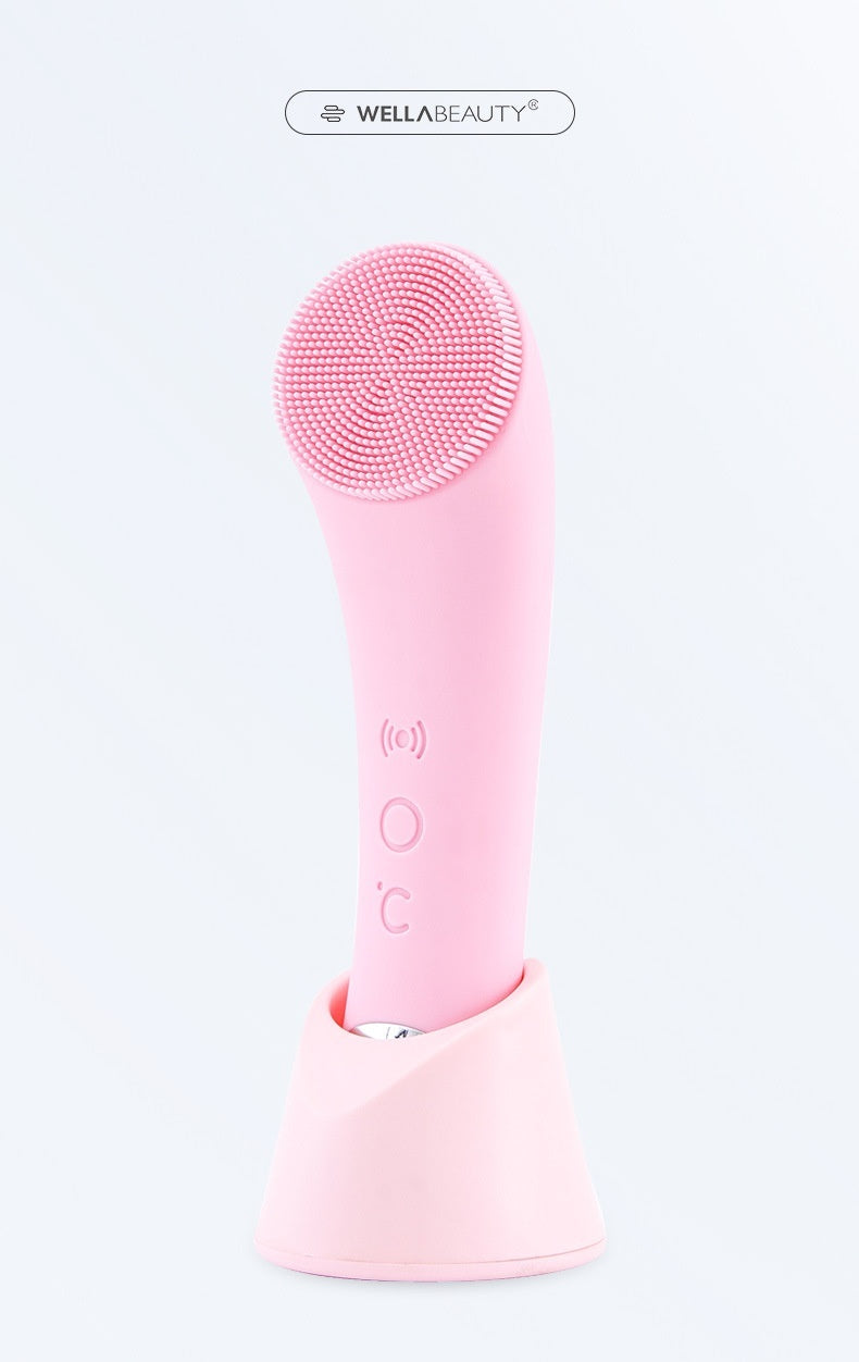 Electric Silicone Face Cleansing Brush, Vibration Heating
