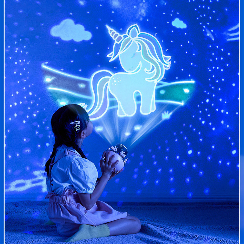 Kids Night Light Projector - Space Rotation LED Lamp with 12 Films