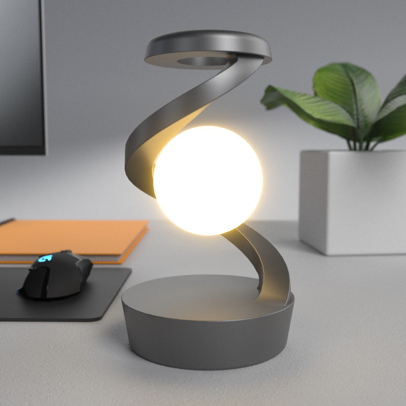 Rotating Moon Desk Lamp – Wireless Phone Charger & Touch Sensor Night Light