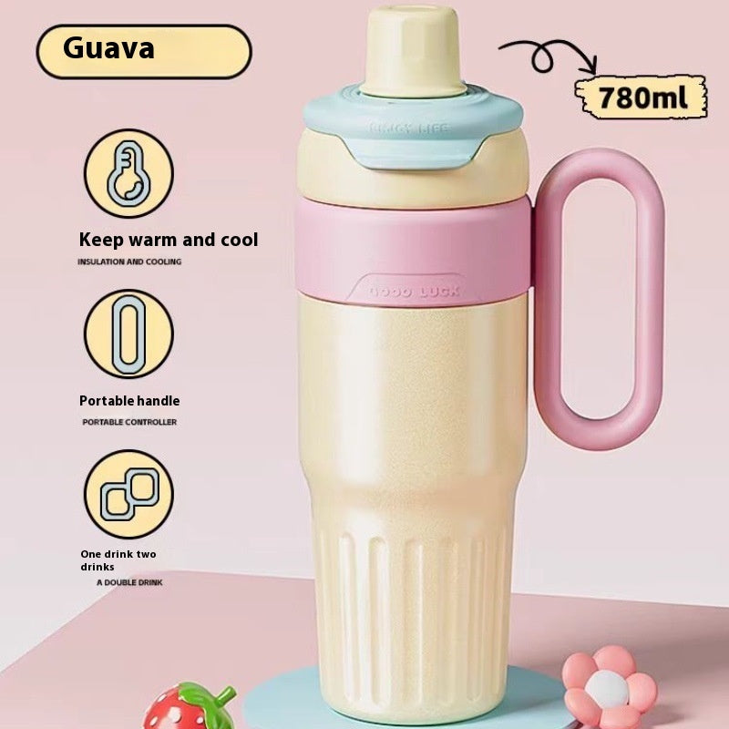 780ml Gradient Thermal Cup – Double-Drink Stainless Steel Tumbler with Straw & Lid