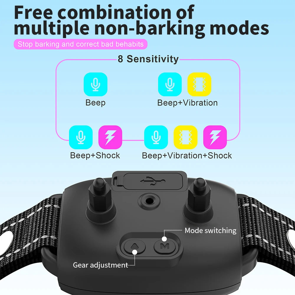 Smart Anti-Bark Dog Collar – Rechargeable Bark Control with HD Display & IP67 Waterproof Protection