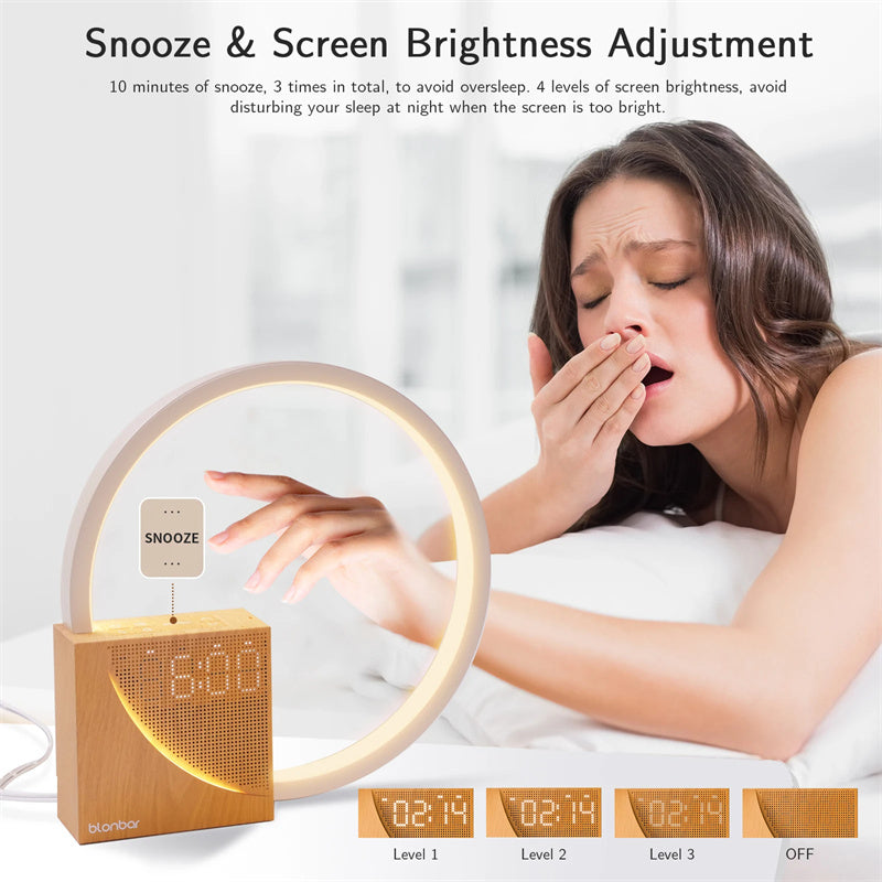 Touch Control Bedside Lamp with Natural Sounds, Alarm Clock & 3-Level Dimmable Light – Modern Nightstand Desk Lamp