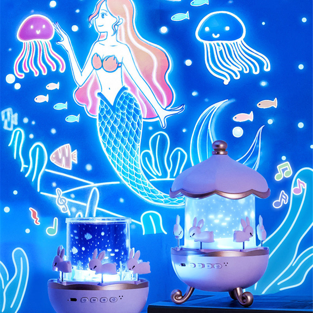Kids Night Light Projector - Space Rotation LED Lamp with 12 Films