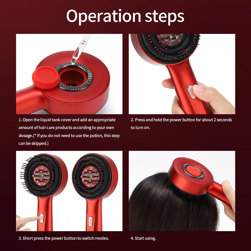 HairGlow™ Electric Scalp Massager Comb – Red Light & Anti-Hair Loss Therapy