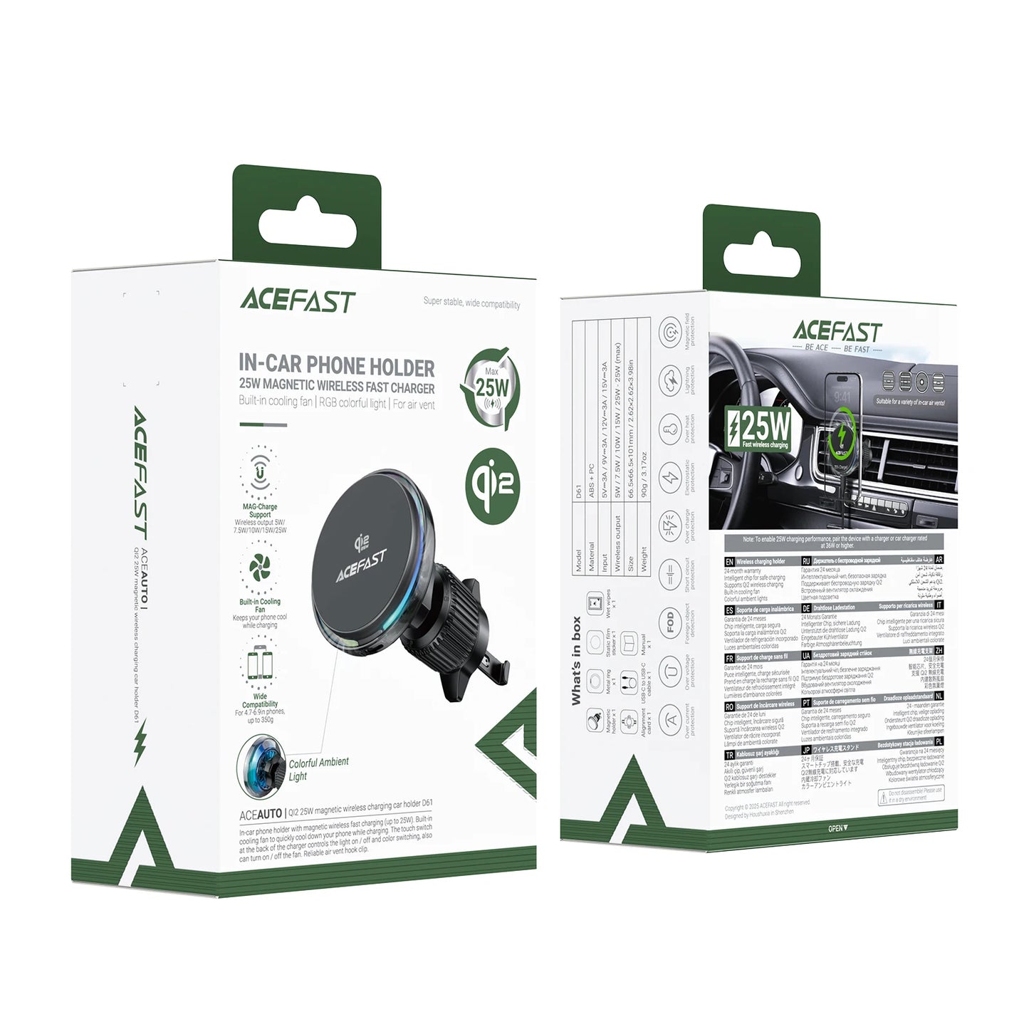 ACEFAST Qi2 25W Magnetic Wireless Car Charger