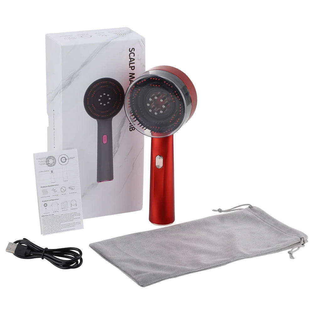 HairGlow™ Electric Scalp Massager Comb – Red Light & Anti-Hair Loss Therapy