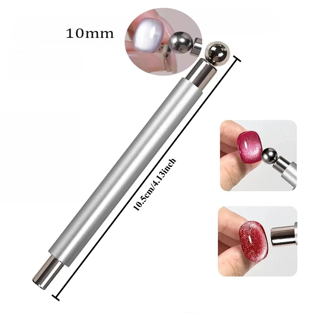 Metal tool with a 10mm measurement, used for nail art or jewelry making.