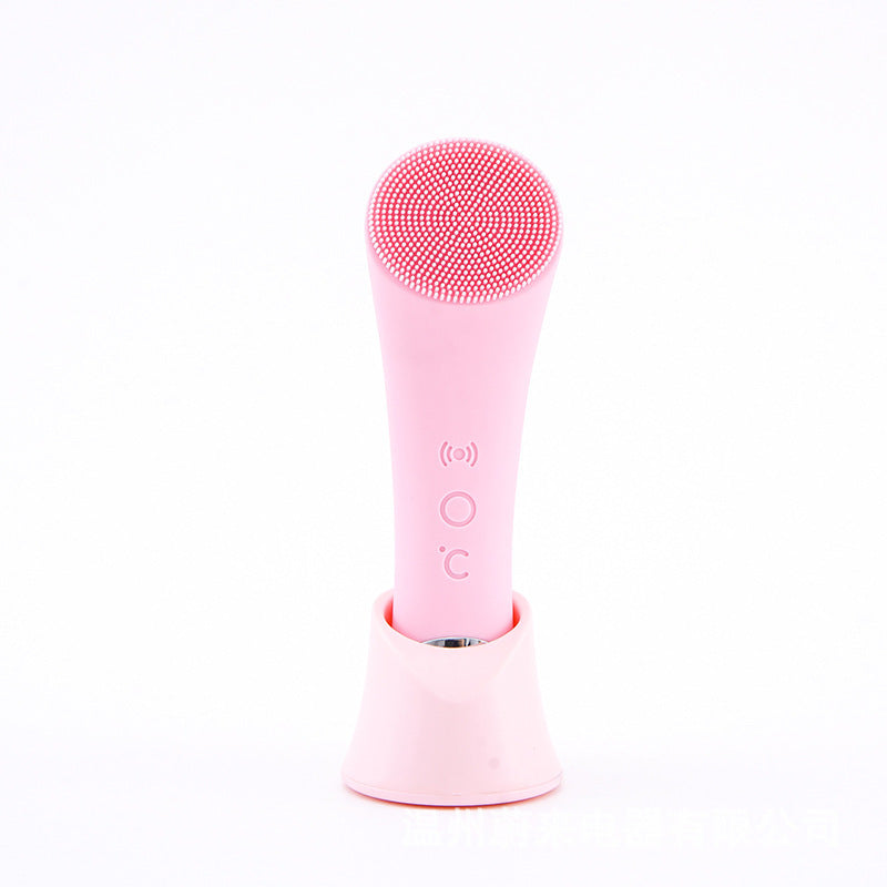 Electric Silicone Face Cleansing Brush, Vibration Heating