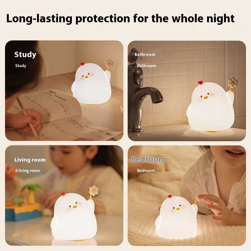 Cute Chicken Silicone Night Light – Soft LED Night Lamp for Kids & Bedroom Decor
