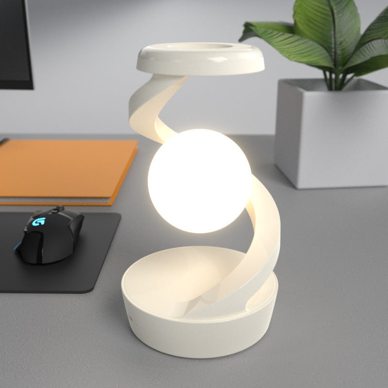 Rotating Moon Desk Lamp – Wireless Phone Charger & Touch Sensor Night Light