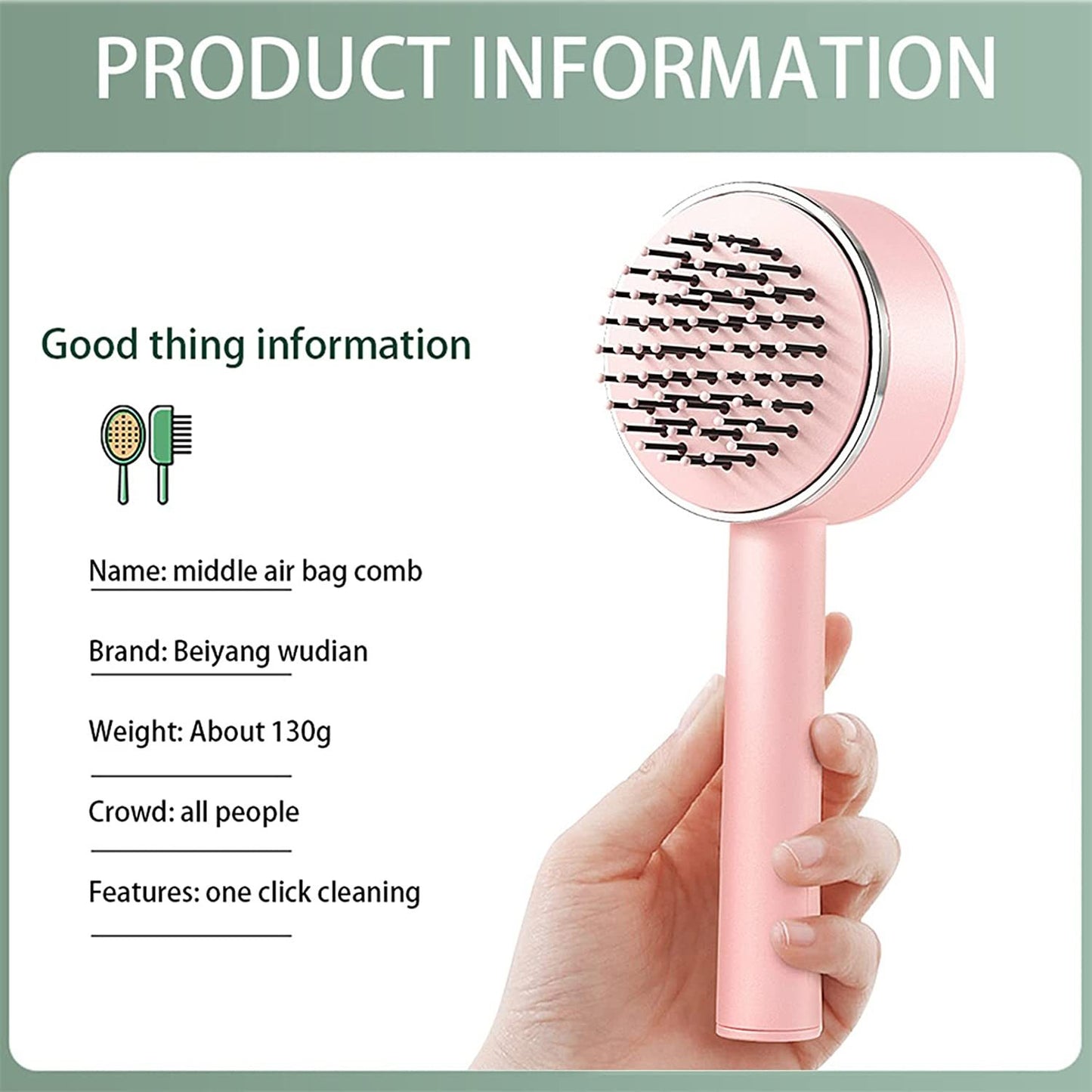 3D Air Cushion Self-Cleaning Hair Brush – Anti-Static Massager for Women