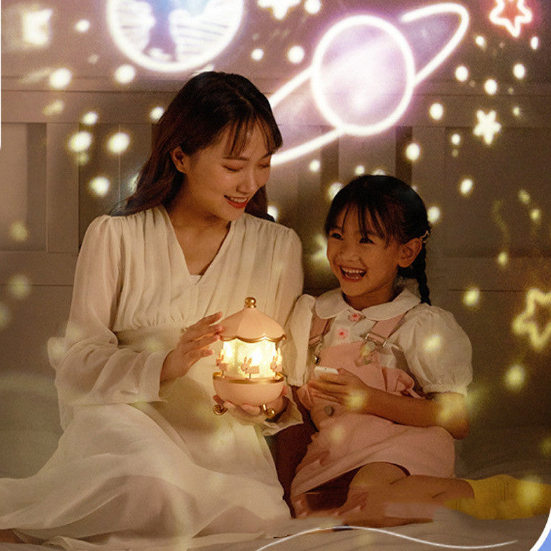 Kids Night Light Projector - Space Rotation LED Lamp with 12 Films
