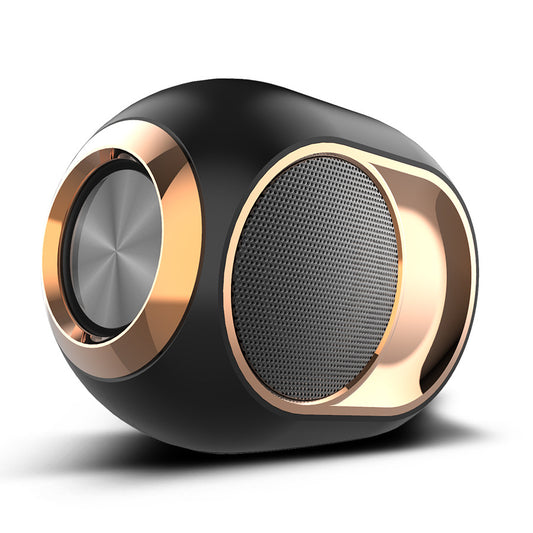 TWS Wireless Subwoofer Bluetooth Speaker - Modern black and rose gold speaker on a white background