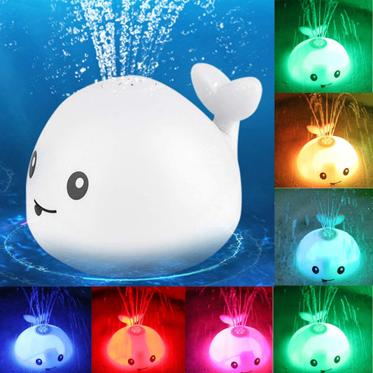 Cartoon Whale Baby Bath Toy – Floating Sprinkler with LED Light & Music | Water Spray Toy for Toddlers