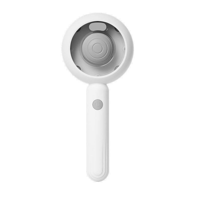 White handheld device with a circular component on a white background