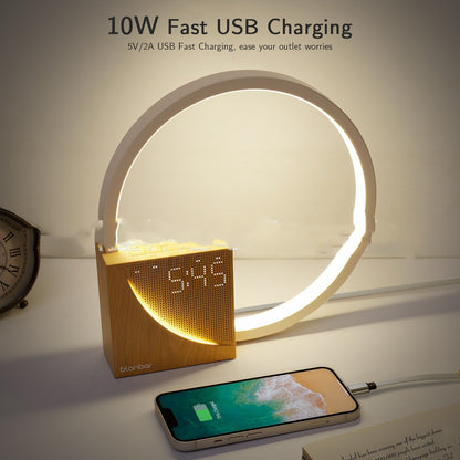 Touch Control Bedside Lamp with Natural Sounds, Alarm Clock & 3-Level Dimmable Light – Modern Nightstand Desk Lamp