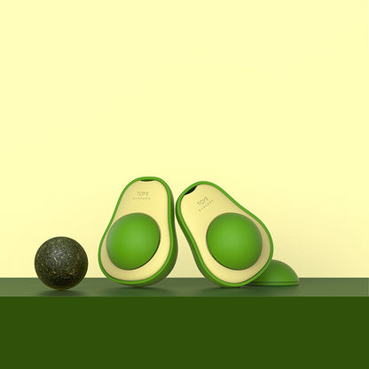 Avocado-themed slippers on a green and beige background