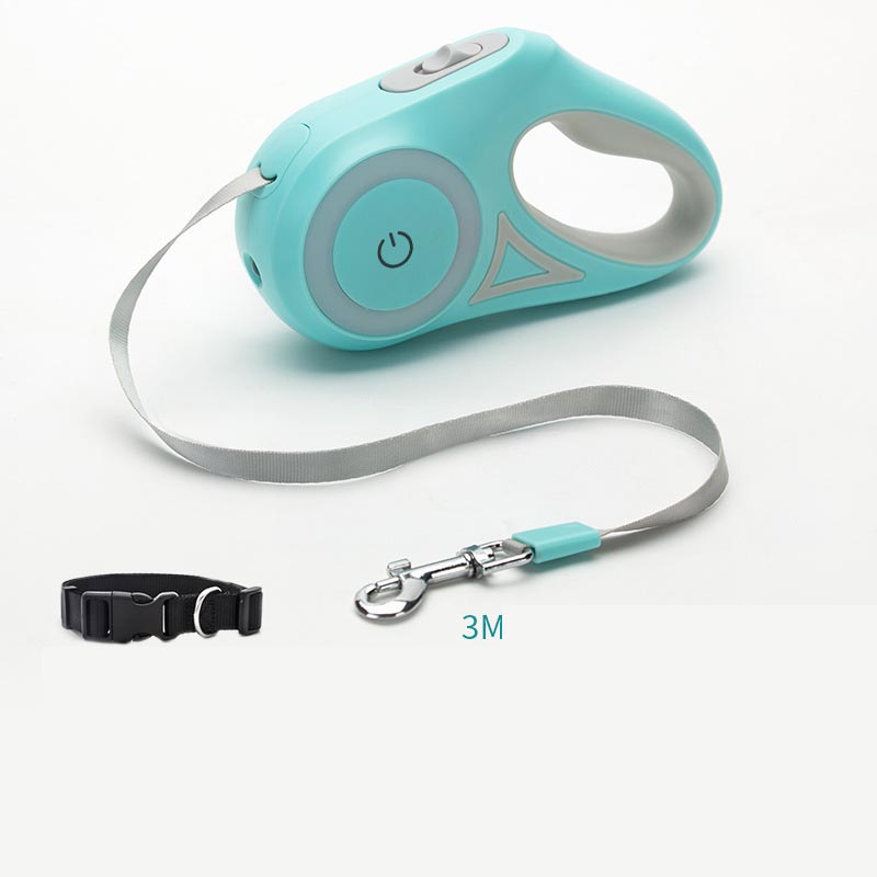 Turquoise pet leash and collar set on a white background