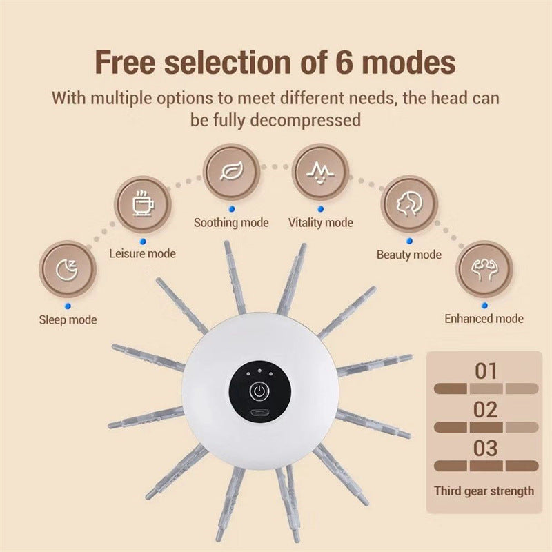 Electric Massagers Product with six mode selection options on a beige background