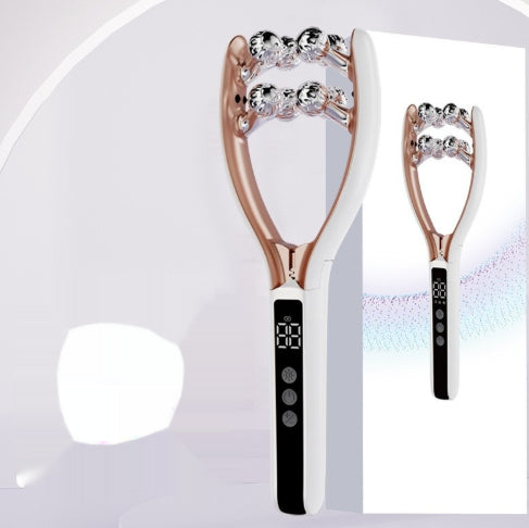 Beauty tool with digital display on a white background