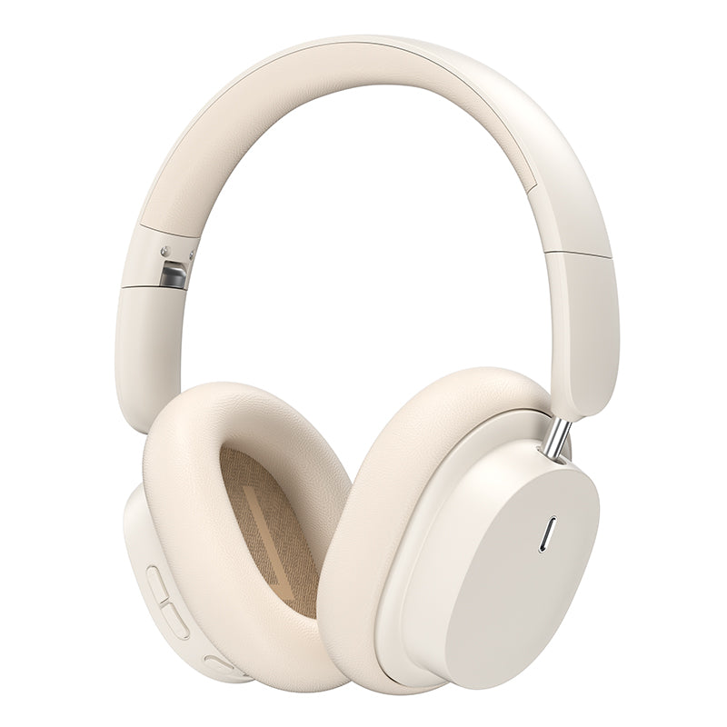 Universal Bluetooth Headset Music Device - White over-ear headphones on a white background