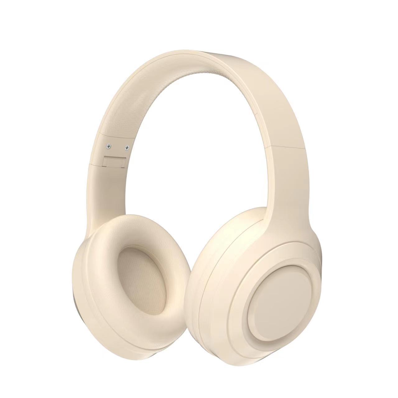 Noise Reduction Bluetooth Wireless Music Headset -
Beige headphones on a white background