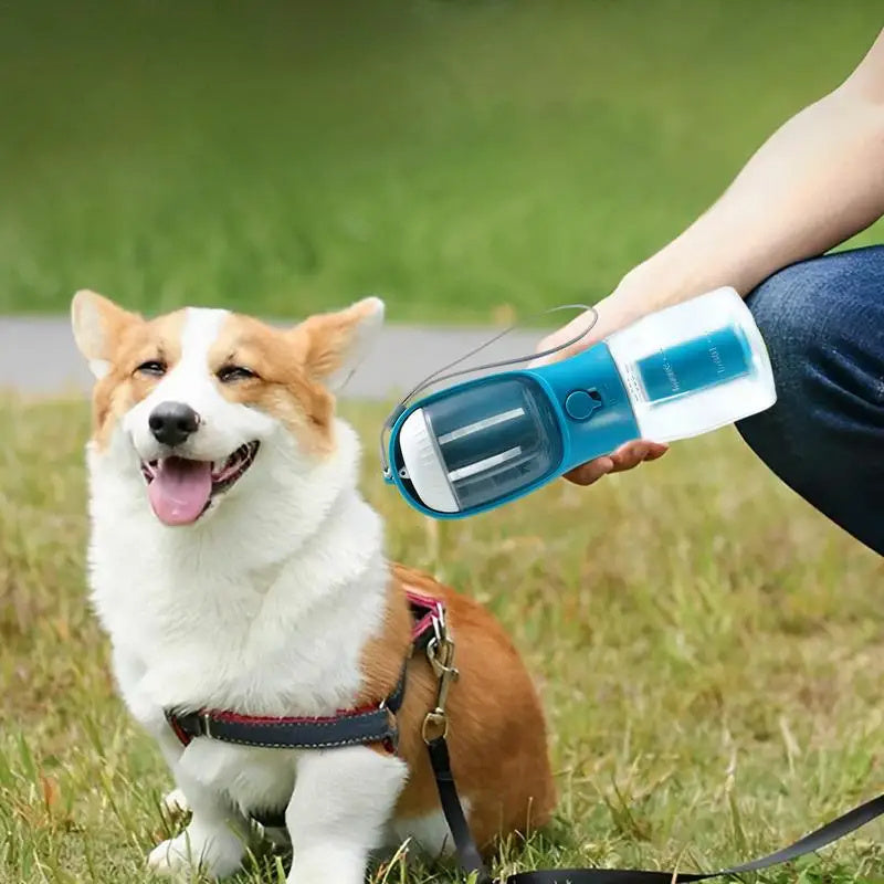 3-in-1 Portable Dog Water Bottle – Pet Cup with Food Container & Waste Bag Dispenser | Travel-Friendly Pet Accessory