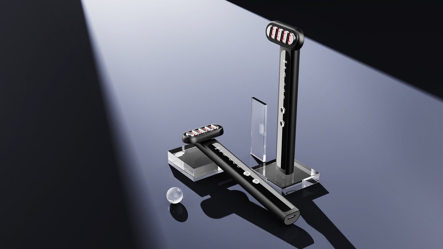 Gaming controller on a reflective surface with a dark background