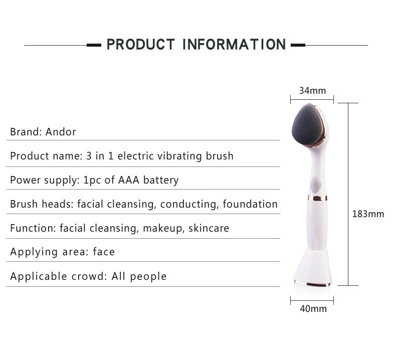 3-in-1 Facial Cleansing Brush – Deep Clean, Exfoliate & Massage