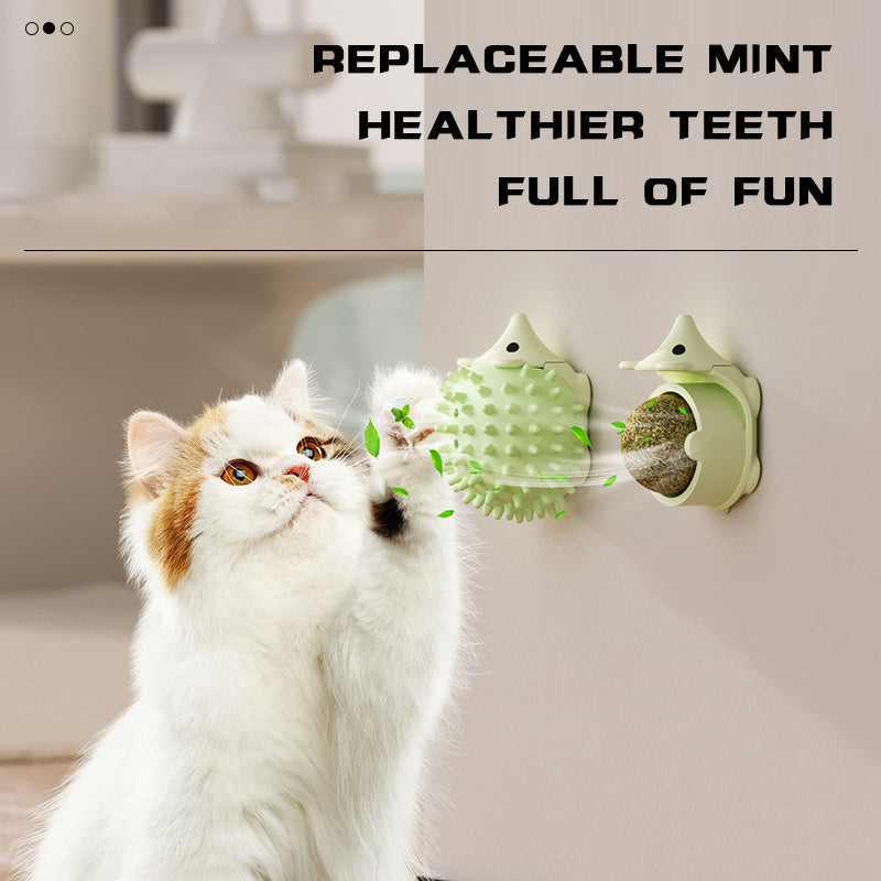 Wall-Mounted Cat Self-Groomer Brush – Corner Face Scratcher & Massage