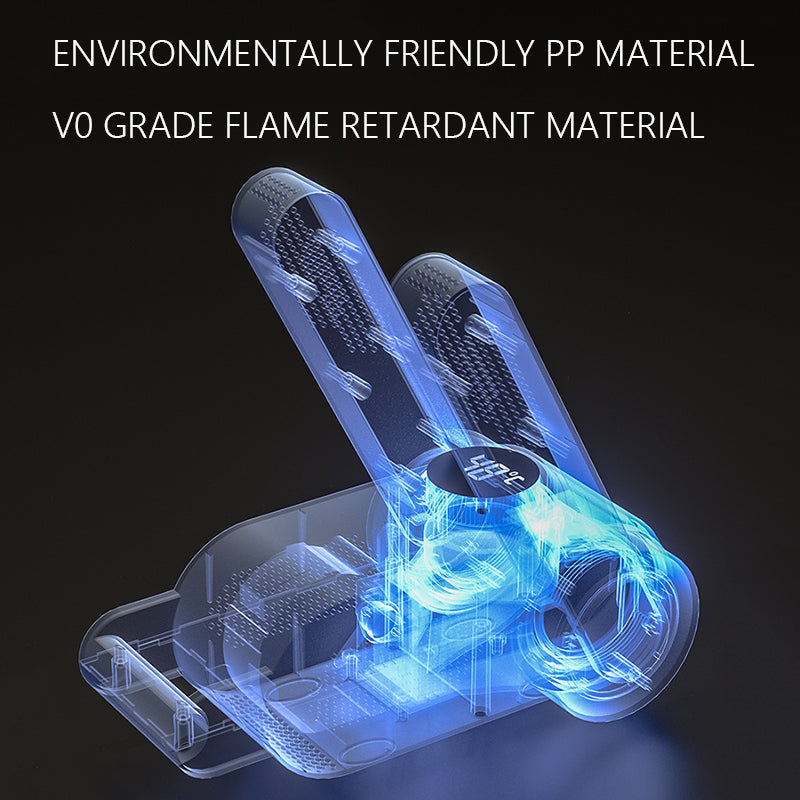Transparent plastic component with text about environmentally friendly material on a black background