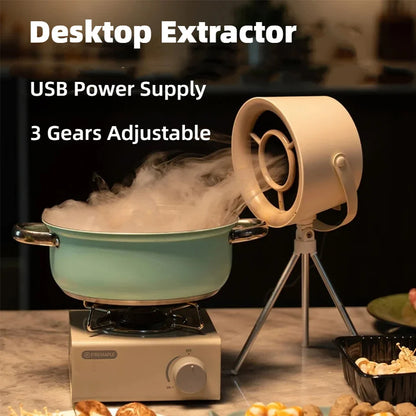 Portable Desktop Kitchen Hood – USB Rechargeable Mini Exhaust Fan for Smoke & Odor Removal