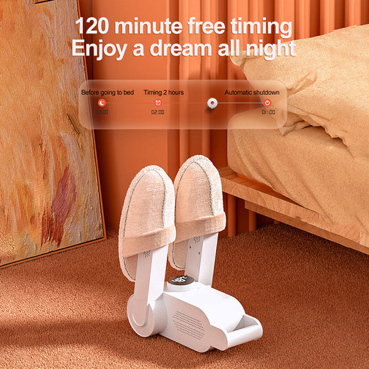 White electronic device on a brown carpet with text about free timing and sleep quality.