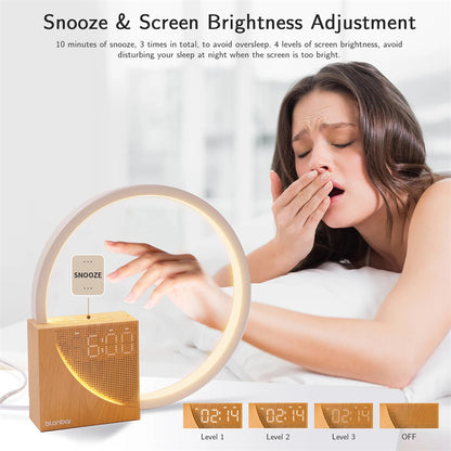 Touch Control Bedside Lamp with Natural Sounds, Alarm Clock & 3-Level Dimmable Light – Modern Nightstand Desk Lamp