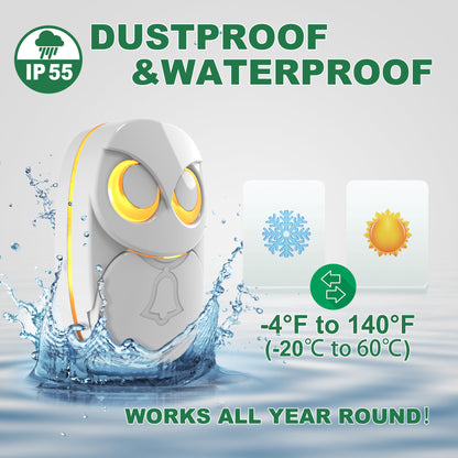 Owl Design Long-Distance Wireless Music Doorbell