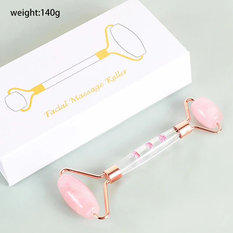 Rose Quartz Face Roller Gua Sha Gift Set