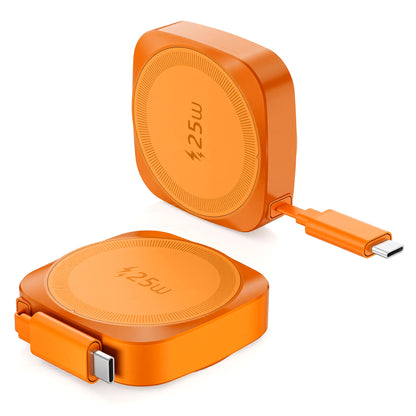 25W Qi2 Magnetic Wireless Charger Retractable Type-C