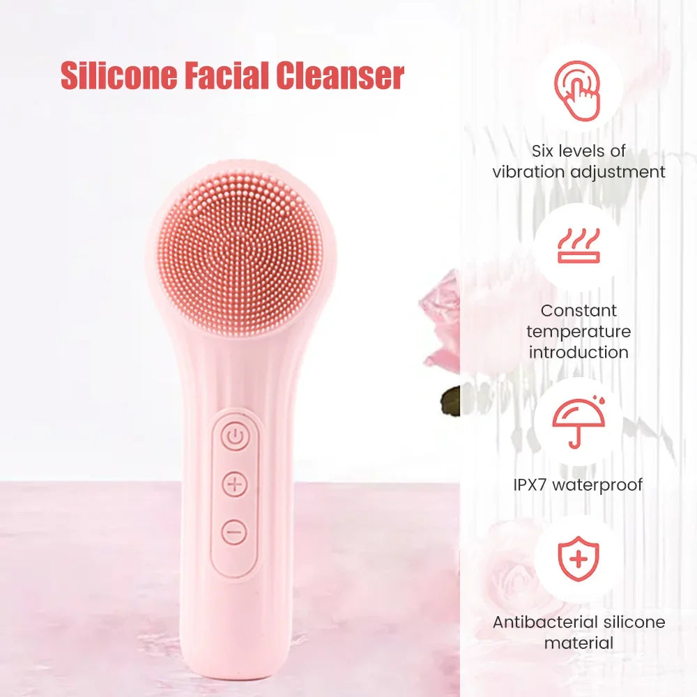 Sonic Silicone Facial Cleansing Brush IPX7 Heated