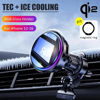 Ice Cooling RGB Glass Wireless Car Charger