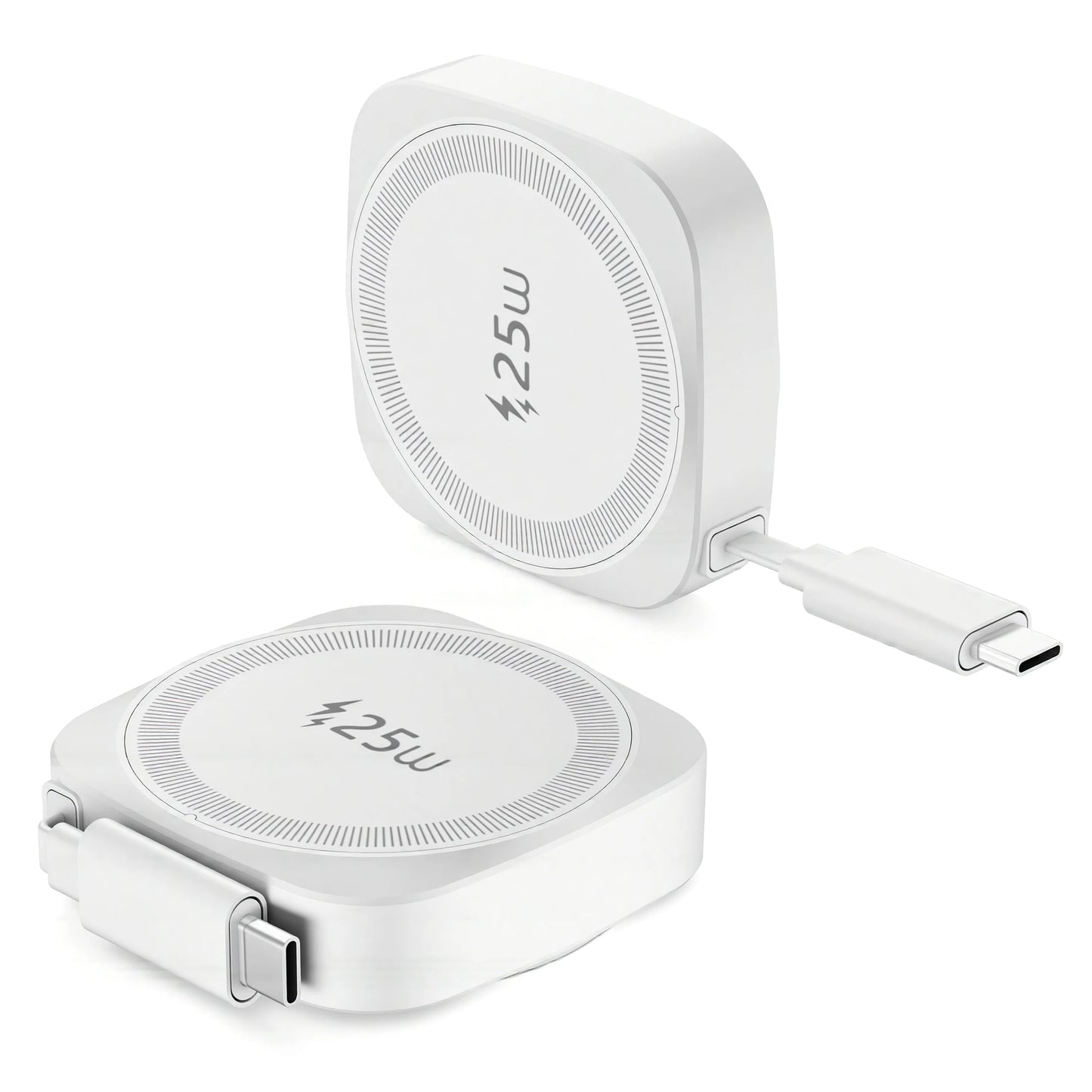 25W Qi2 Magnetic Wireless Charger Retractable Type-C