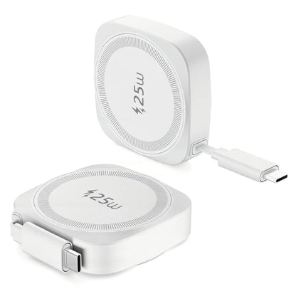 25W Qi2 Magnetic Wireless Charger Retractable Type-C