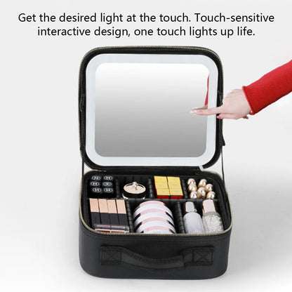 LED Lighted Makeup Case with Mirror Travel Bag