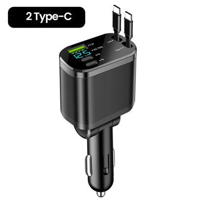 5-in-1 Car Charger Retractable Cables