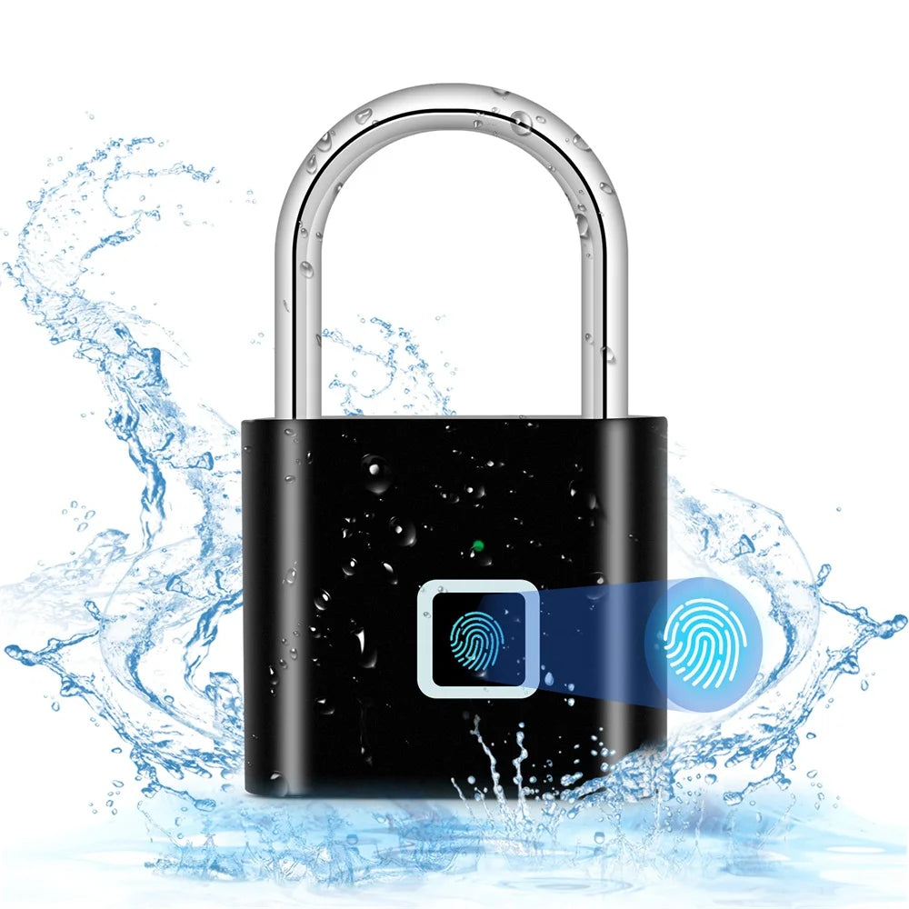 Smart Fingerprint Padlock Keyless USB Rechargeable IP67