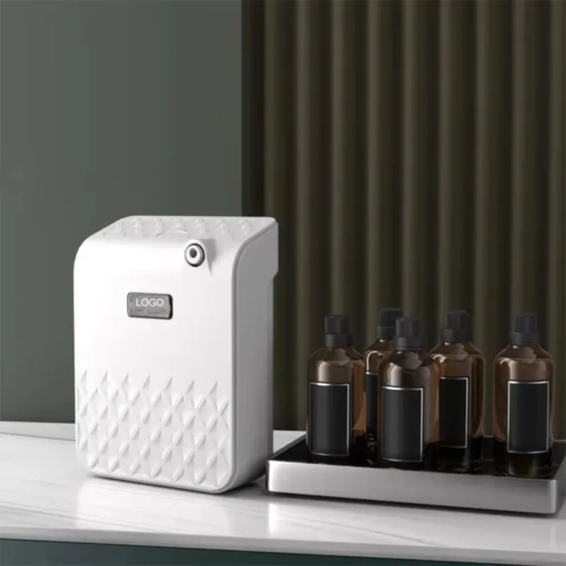 White textured appliance on a countertop with brown bottles in the background