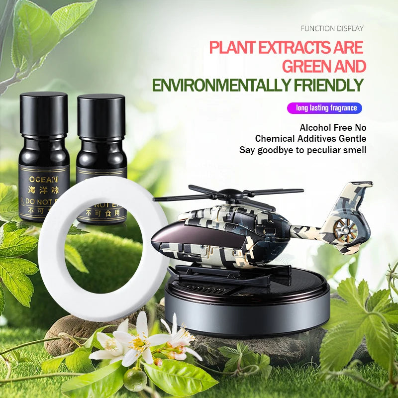 Solar Rotating Helicopter Car Aroma Diffuser