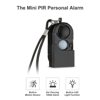 Mini PIR Personal Safety Alarm 120dB LED Keychain