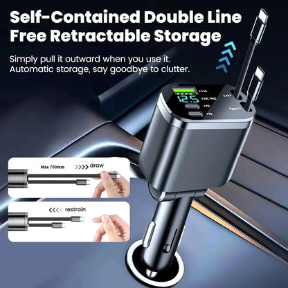 5-in-1 Car Charger Retractable Cables
