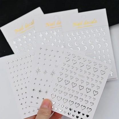 Metallic Silver 3D Nail Stickers