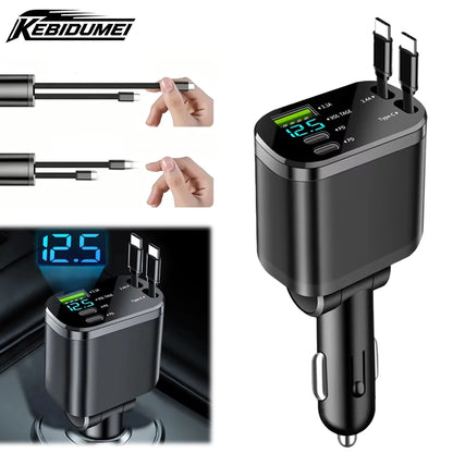5-in-1 Car Charger Retractable Cables